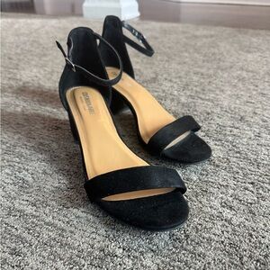 Black Suede Mid Block Heels